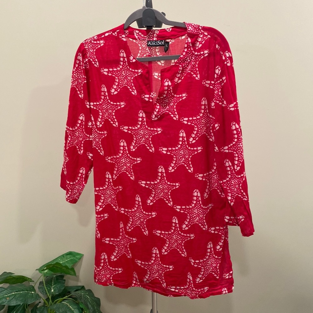 Kiki Sol Hot Pink Starfish Tunic Swim Cover-up